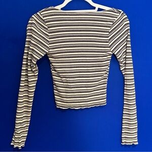 Brandy Melville Black and White Striped Long Sleeve Top